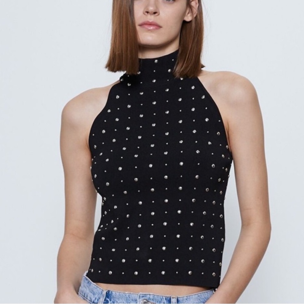 ZARA - Studded Halter Top